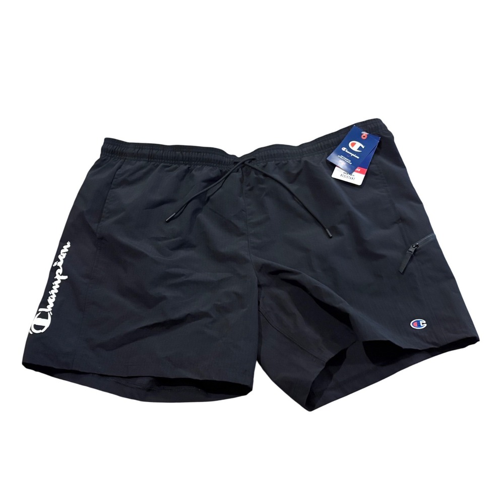 Champion Men's 2XL Black Athletic Shorts Water Resistant Drawstring NWT